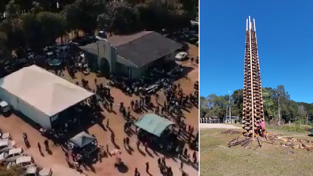 Comunidade Biscaia se prepara para festa de São Pedro com fogueira de 12 metros de altura