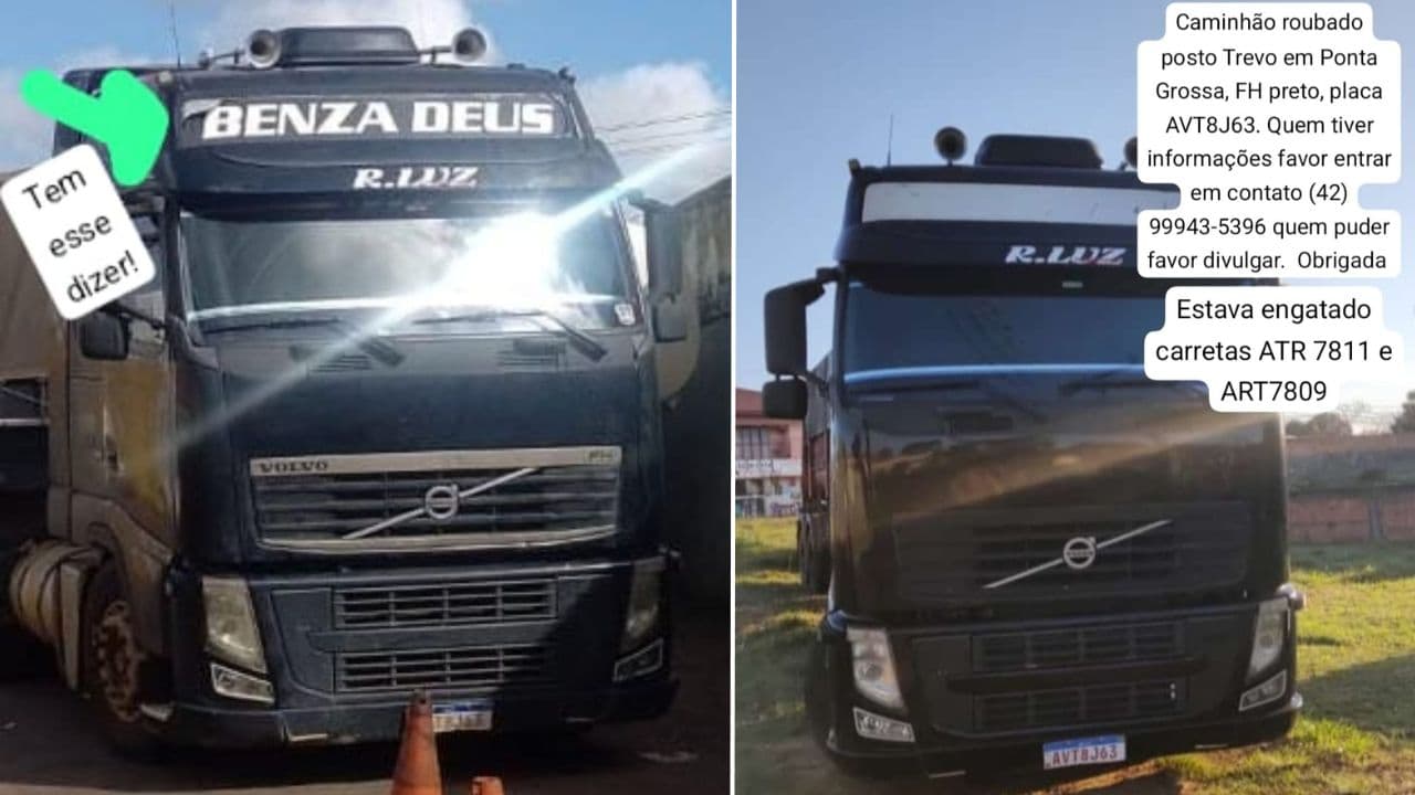 Caminhão é furtado na parada Vendrami em PG e dono pede ajuda para localizar
