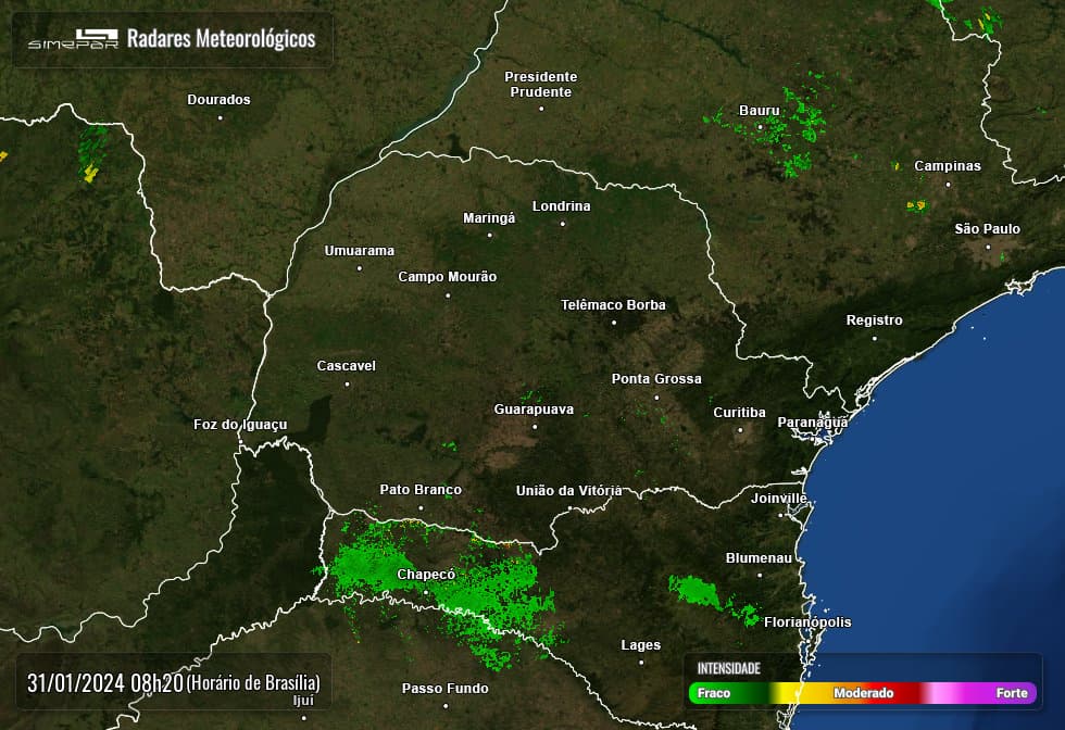 Pancadas de chuva podem ocorrer nesta quarta-feira em Ponta Grossa e região