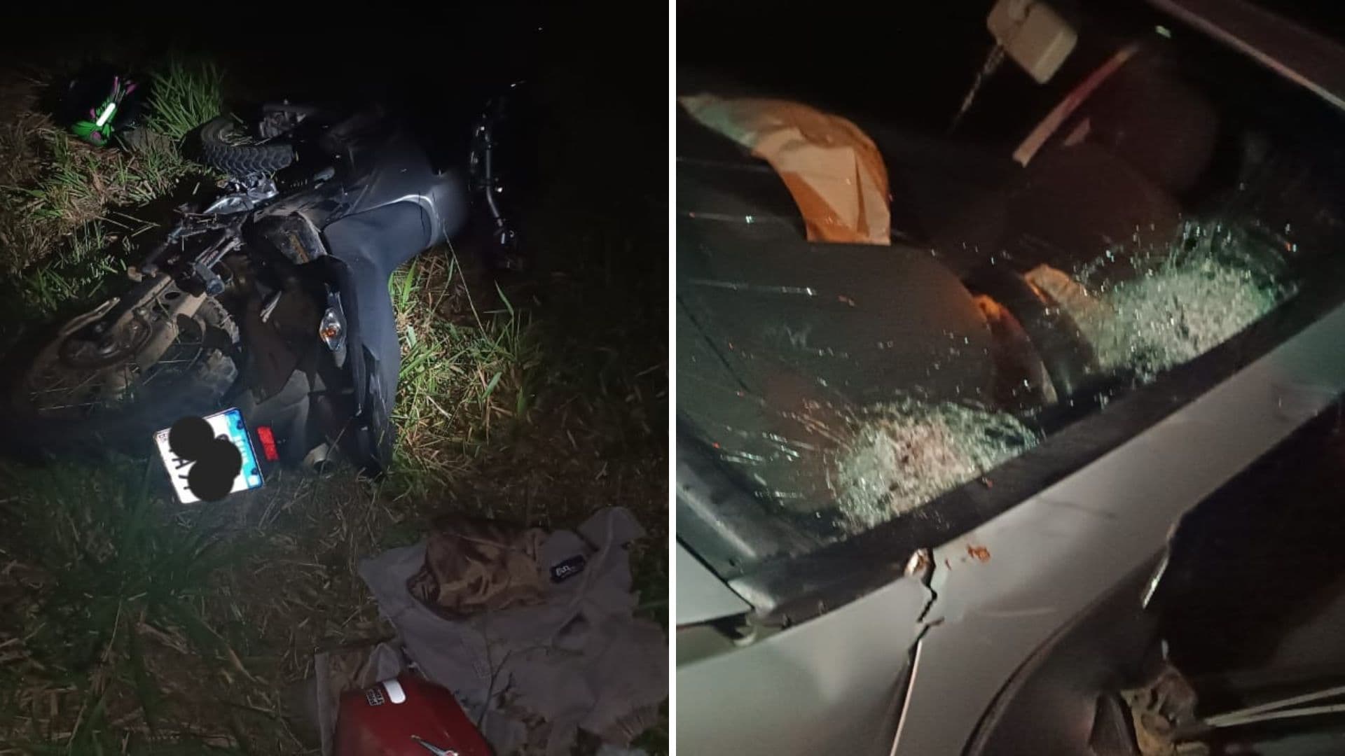 Ocupantes de moto ficam gravemente feridos em acidente na PR-340 em Tibagi