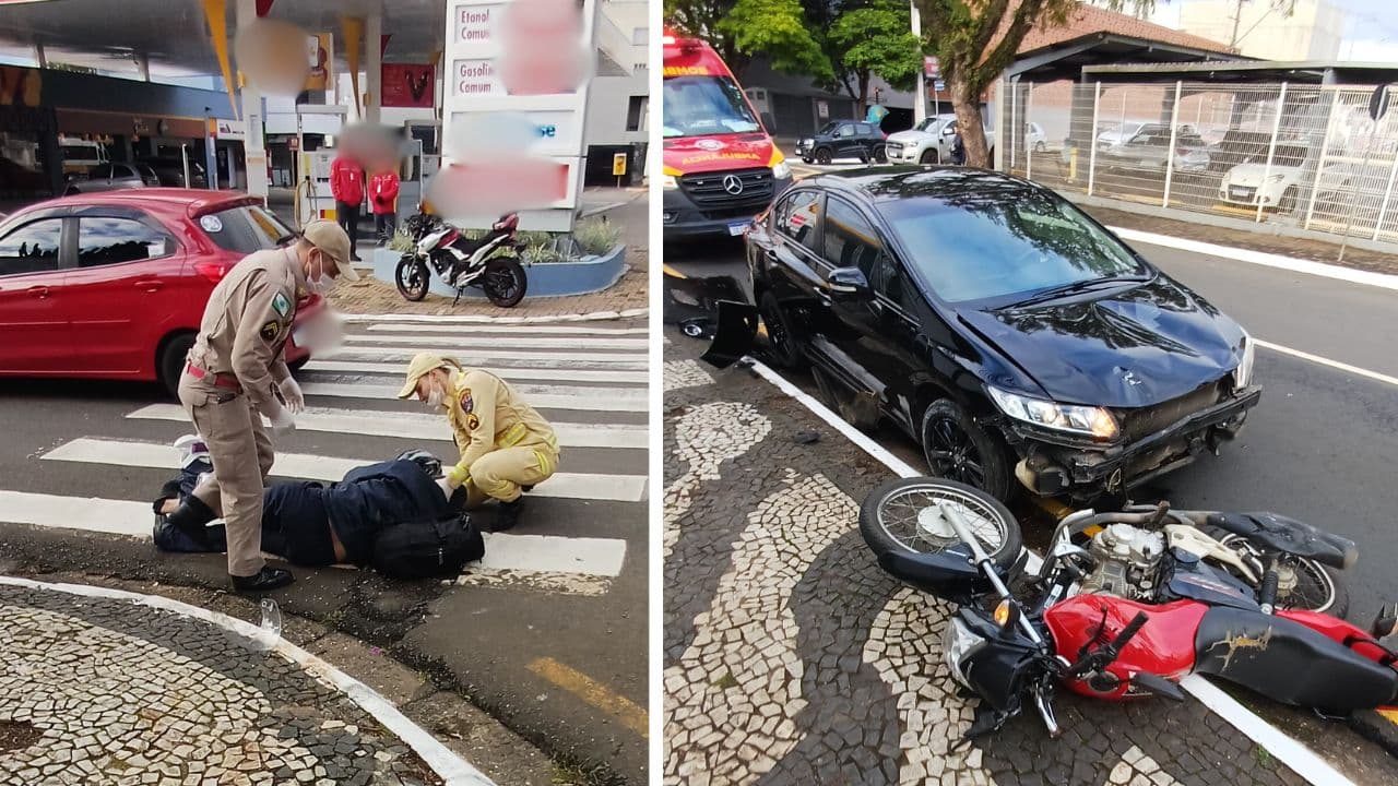 Motociclista fica ferido após colisão na Vila Estrela