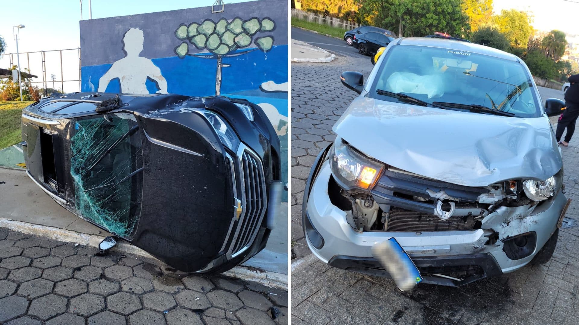 Acidente entre dois carros deixa mulher encarcerada em Castro