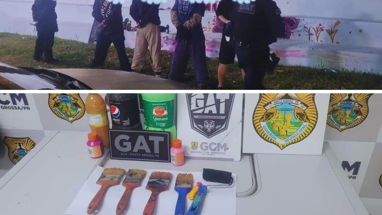 Três homens são presos pichando na Arena Multiuso de PG