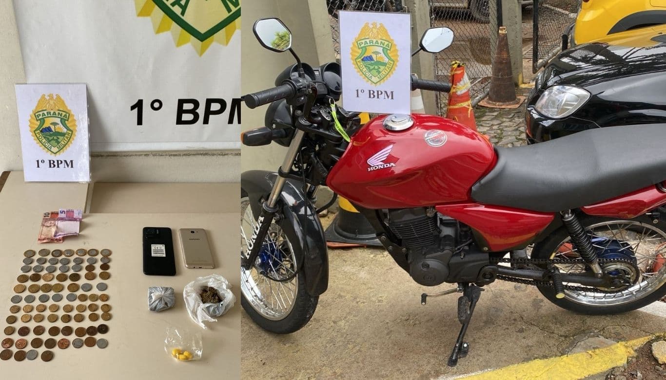 PM prende suspeitos por tráfico e encontra moto com chassi adulterado em Ponta Grossa