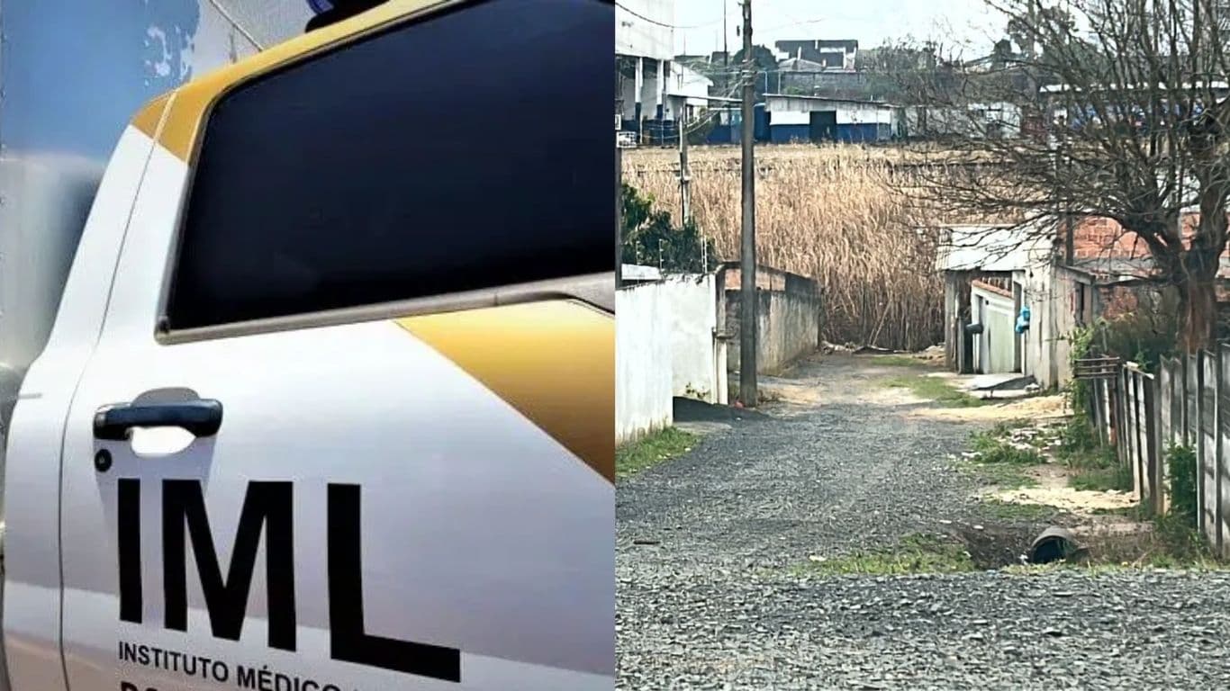 Equipes policiais em ocorrência de homem encontrado morto no bairro Francelina em Ponta Grossa