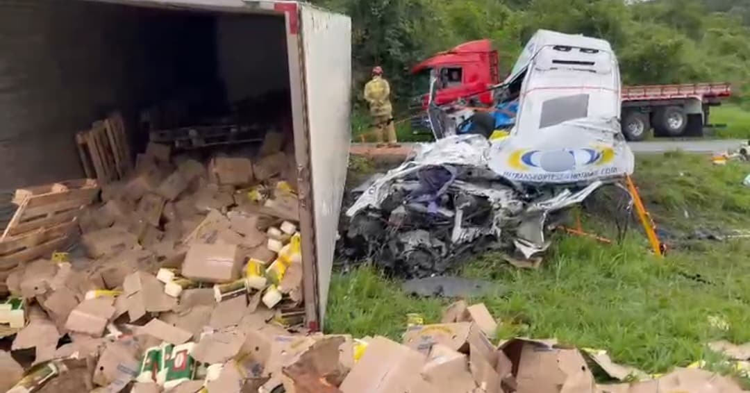 Tentativa de assalto faz caminhão descer de ré, tombar sobre van e matar seis pessoas na BR-116