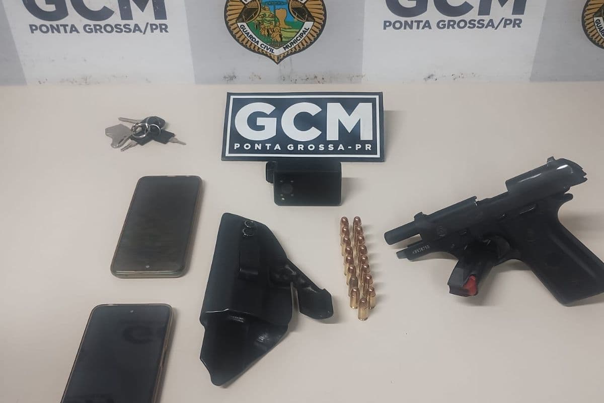 GCM cumpre mandado de prisão em Ponta Grossa e apreende arma no Jardim Carvalho