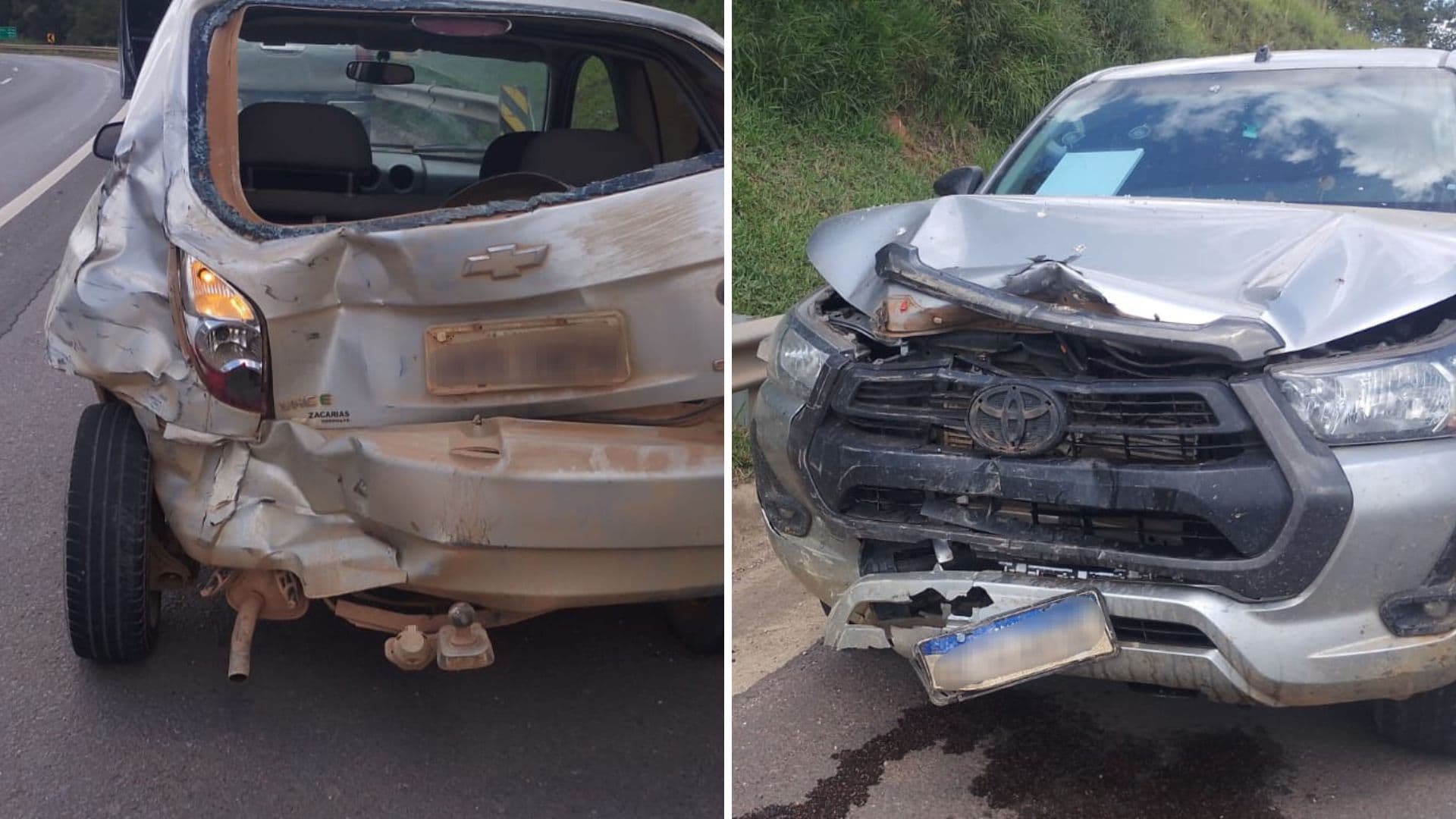 Colisão traseira deixa motorista ferida na PR-151 em Piraí do Sul
