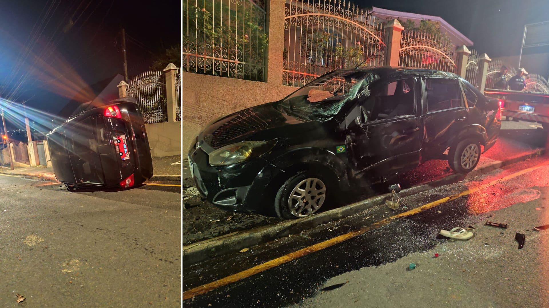 Veículo capotado é encontrado abandonado durante a madrugada em Ponta Grossa