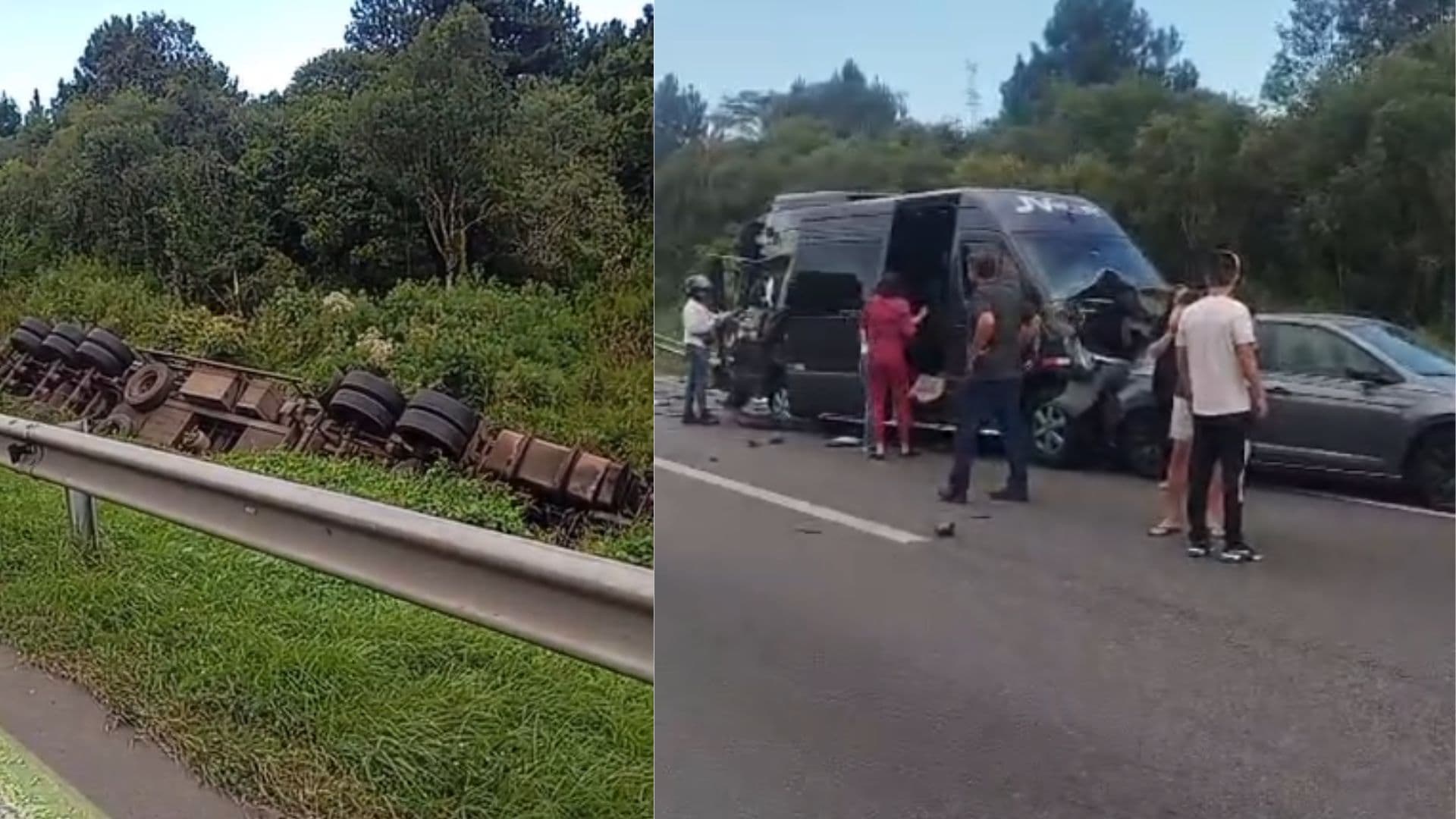 Grave acidente com engavetamento interdita totalmente a BR-277 entre Curitiba e Ponta Grossa