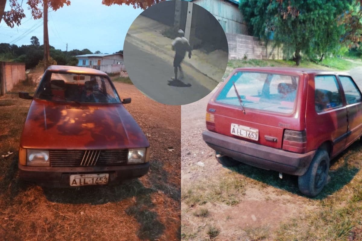 Criminoso furta Fiat Uno e foge empurrando o veículo no Neves