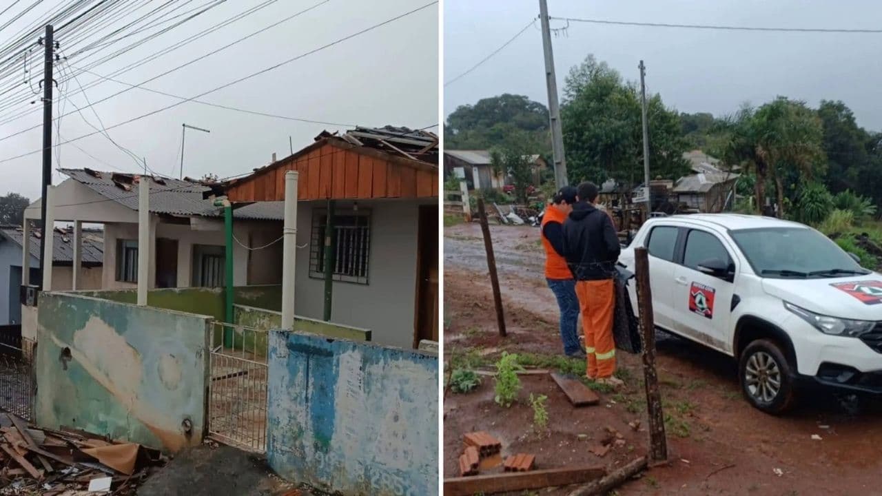 Temporal com ventos fortes provoca estragos em Imbaú