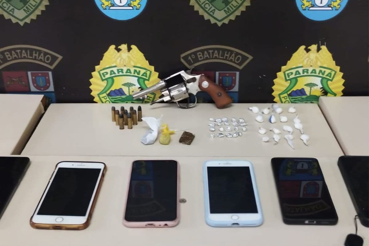 PM detém três pessoas e apreende arma, drogas e munições na Nova Rússia, em Ponta Grossa