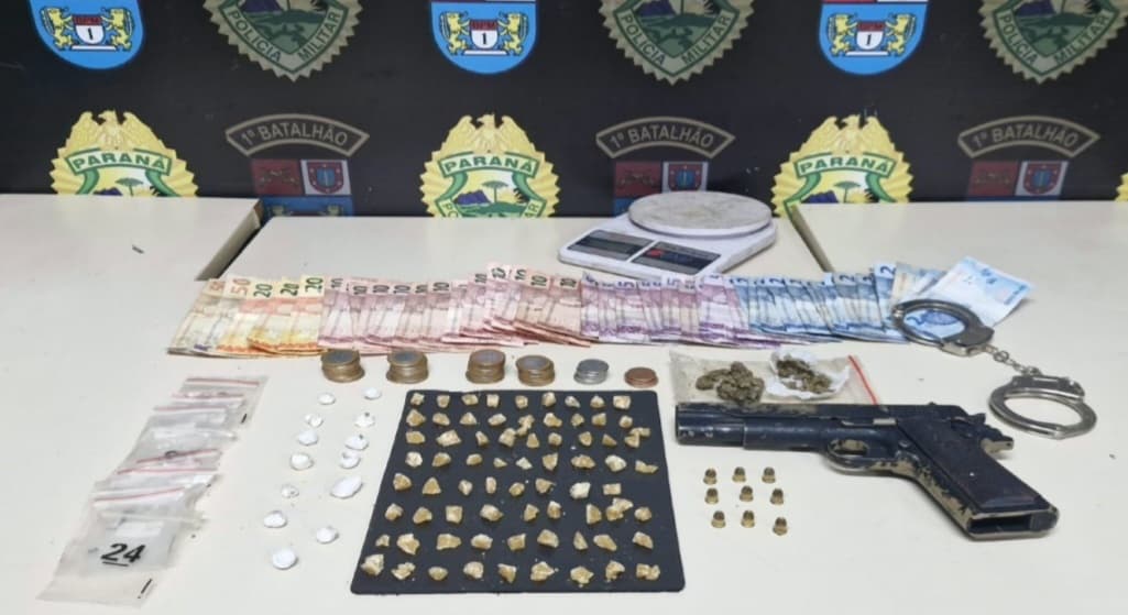 PM apreende drogas, munições e simulacro de arma em Ponta Grossa