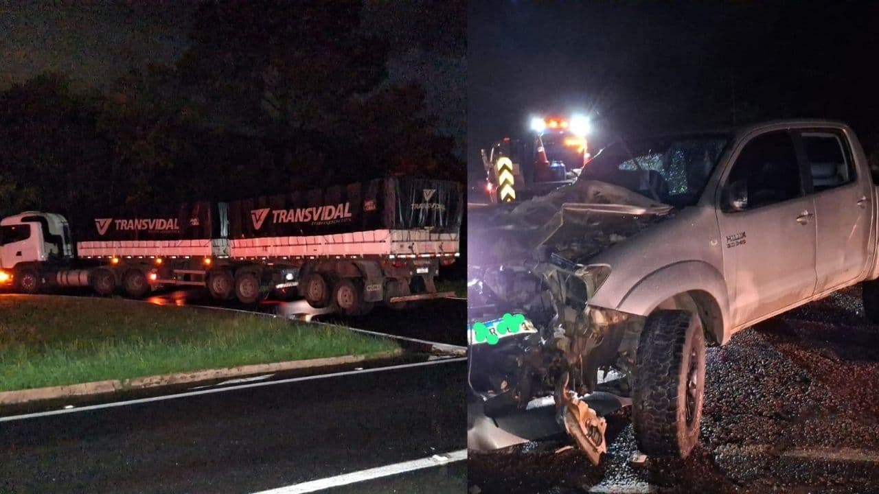 Batida entre carreta e Hilux deixa motorista ferido na PR-151 em Castro