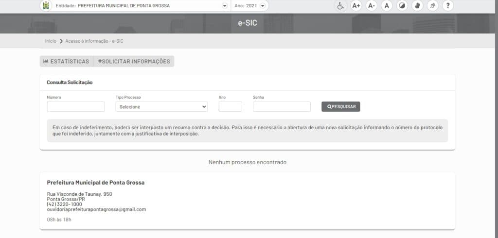 Prefeitura de PG descumpre Lei de Acesso à Informação