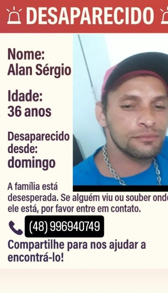 Homem desaparecido em SC pode estar em Ponta Grossa