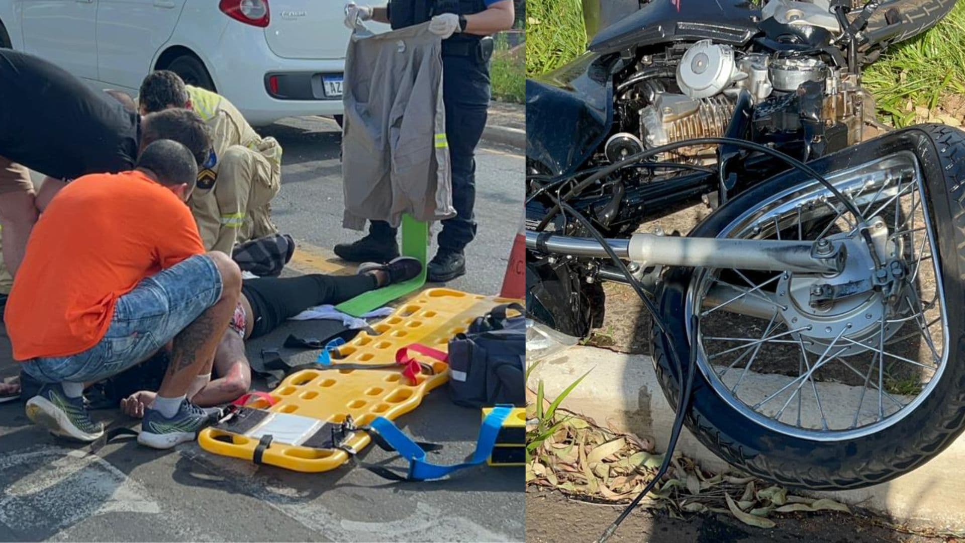 Mulher sofre ferimentos graves em acidente com moto em Ponta Grossa