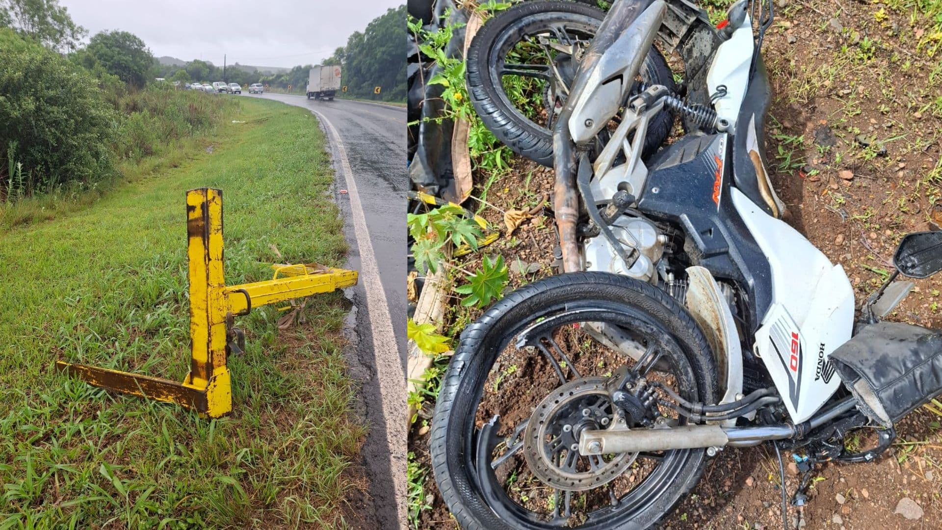 Acidente grave na PR-438: peça de caminhão atinge moto e causa óbito em Ponta Grossa