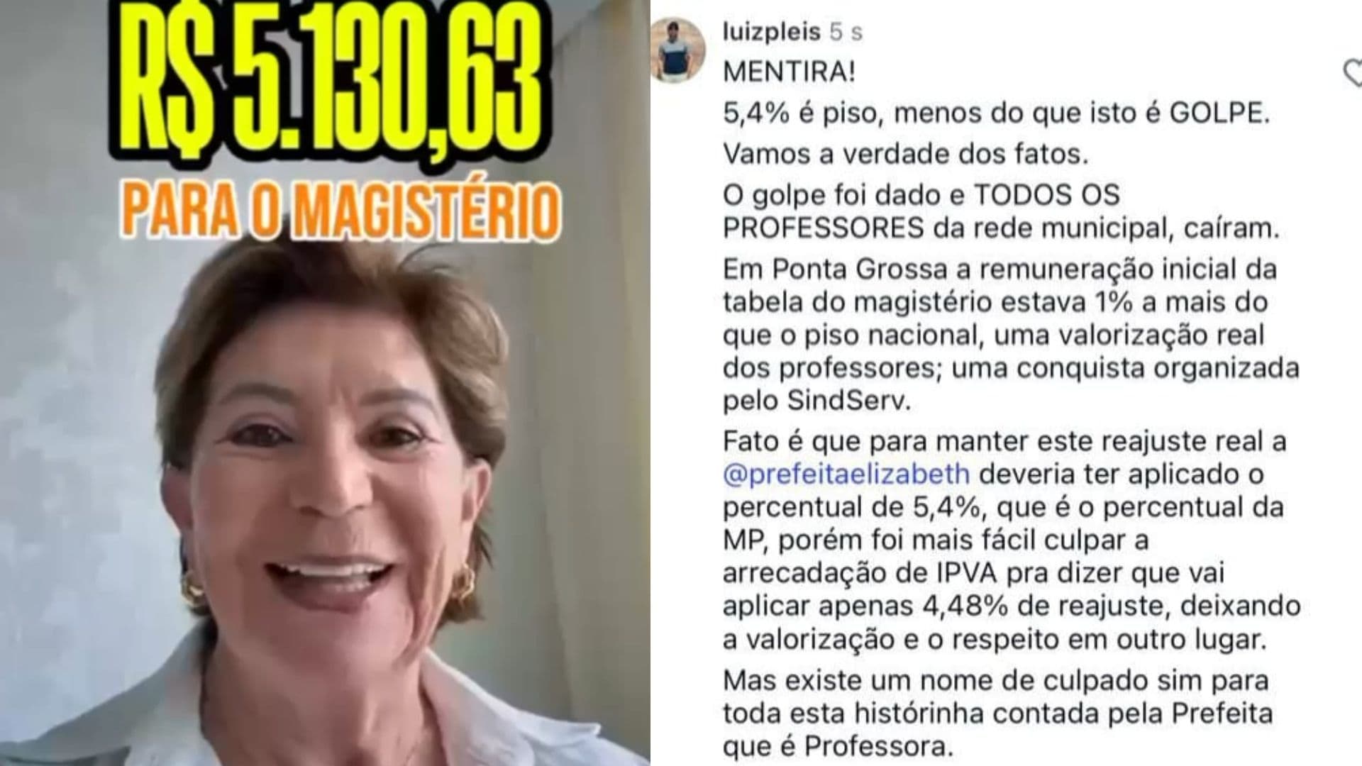 Reajuste dos professores em Ponta Grossa gera embate entre Prefeita e SindServ