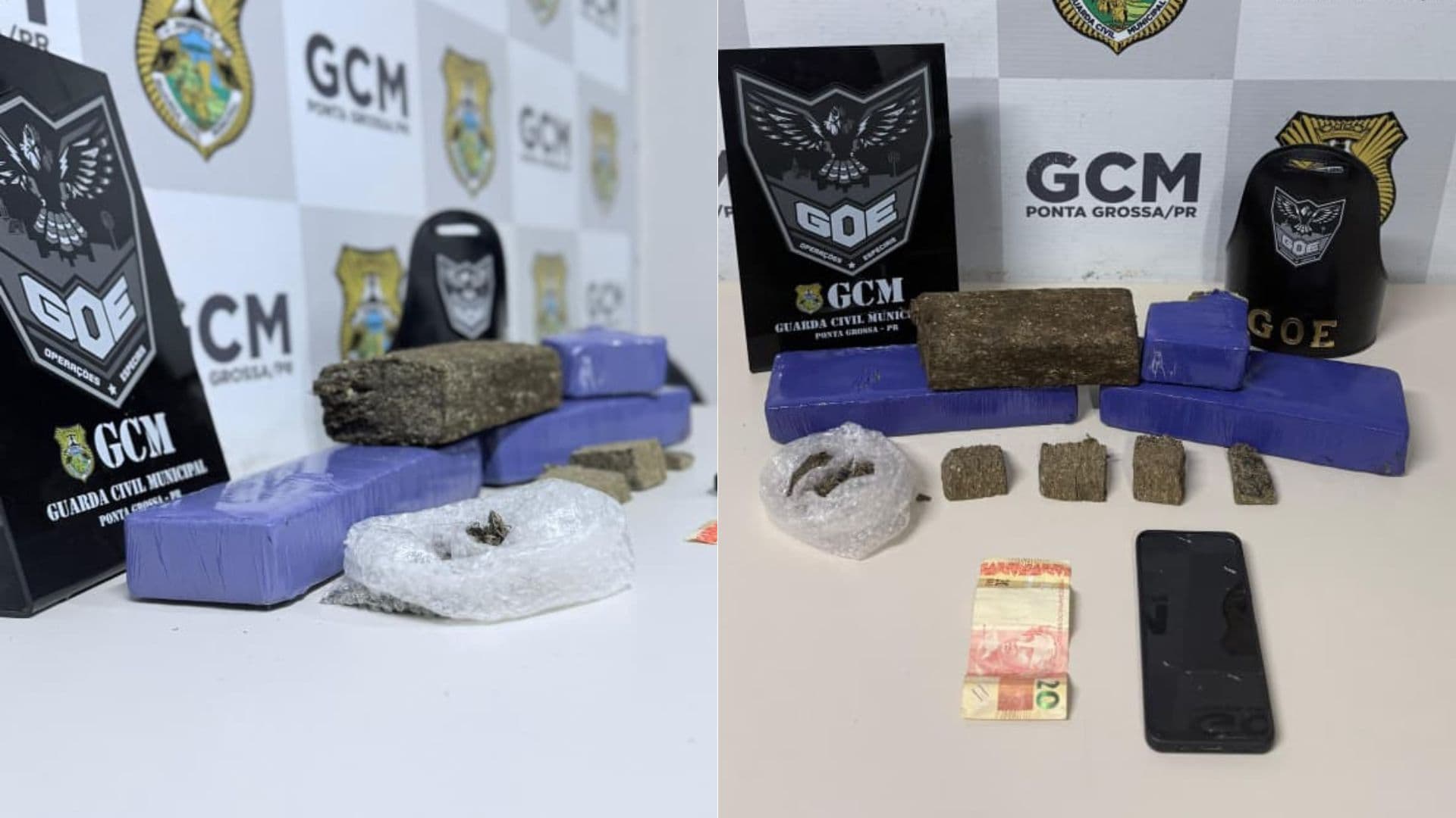 Ação do GOE termina com carro em barranco e 3 kg de maconha apreendidos