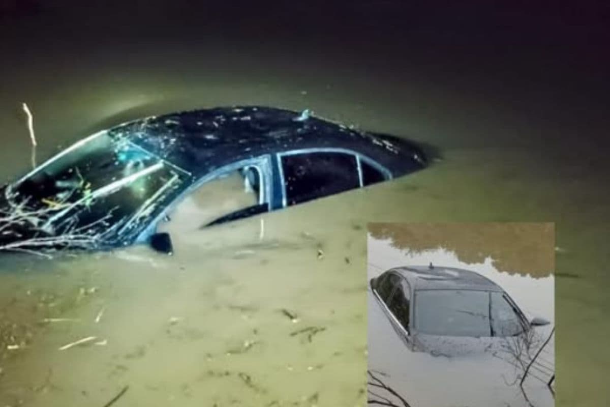Motorista embriagado perde o controle, cai com carro em açude e acaba preso em Prudentópolis