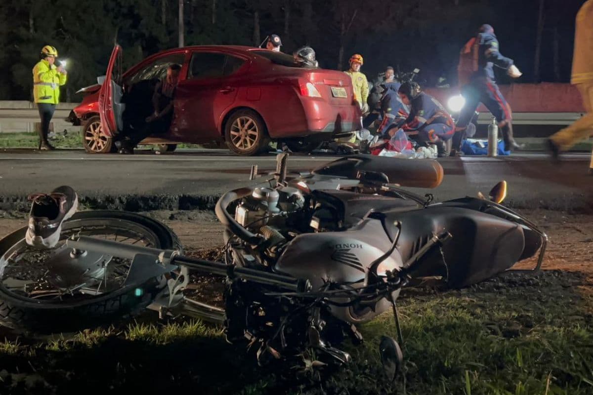 Motociclista fica gravemente ferido em acidente na BR-376 em Ponta Grossa