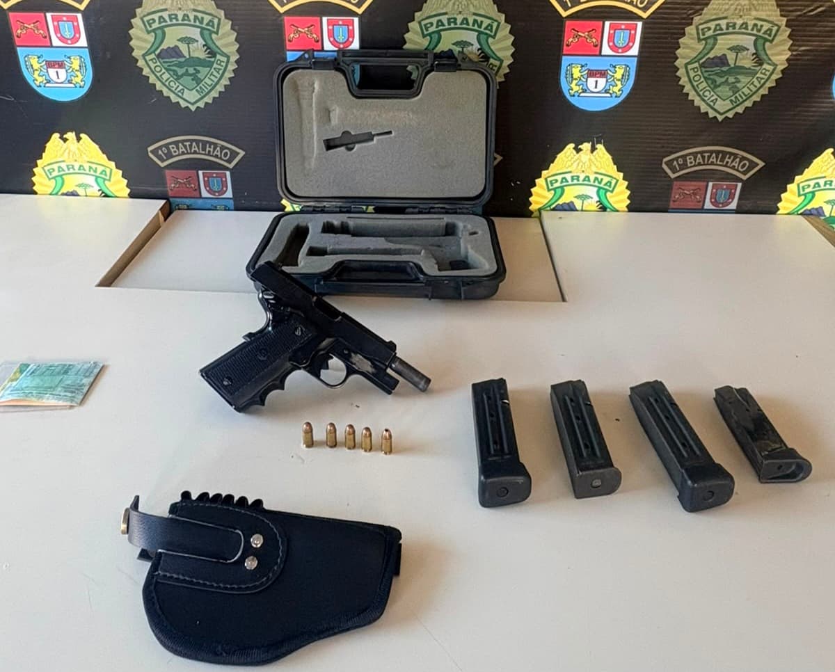 PM apreende pistola e munições após denúncia de violência doméstica em Ponta Grossa