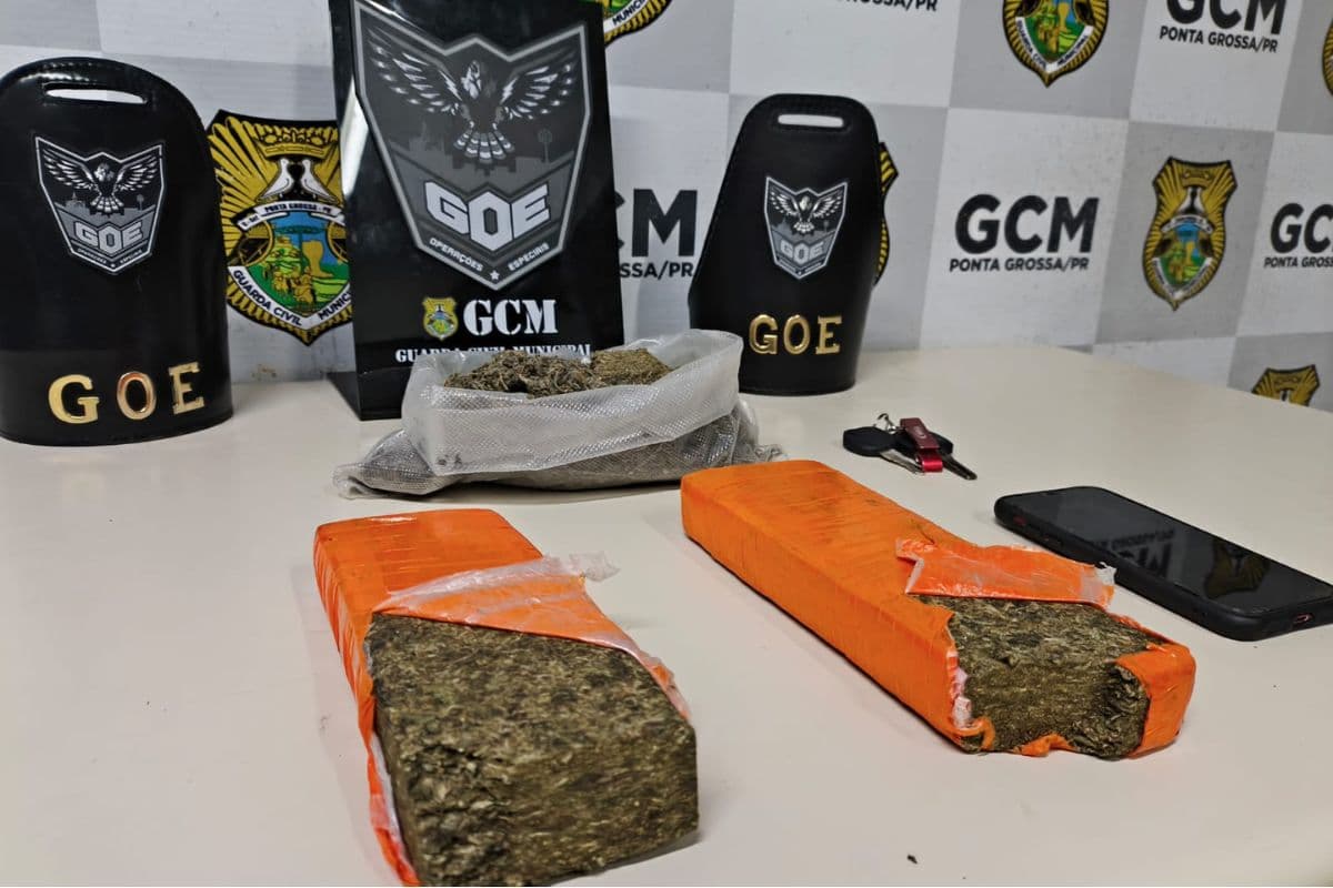 Veículo é abordado e GCM encontra 1,5 kg de maconha em Ponta Grossa
