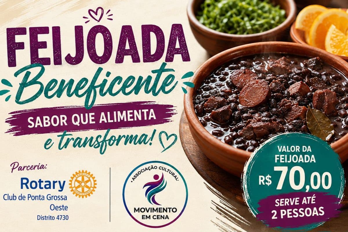 Feijoada beneficente acontece neste sábado em Ponta Grossa