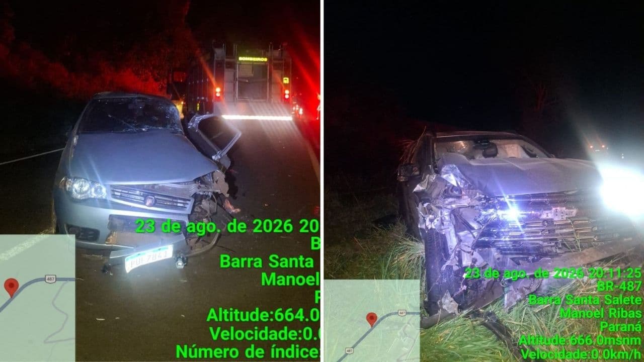 Cinco pessoas ficam feridas em acidente envolvendo dois veículos no Paraná