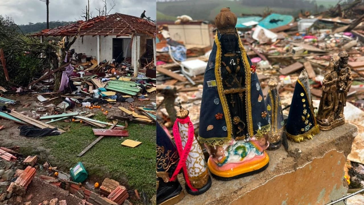 Santinhas ficam intactas após tornado destruir casa em Piraí do Sul