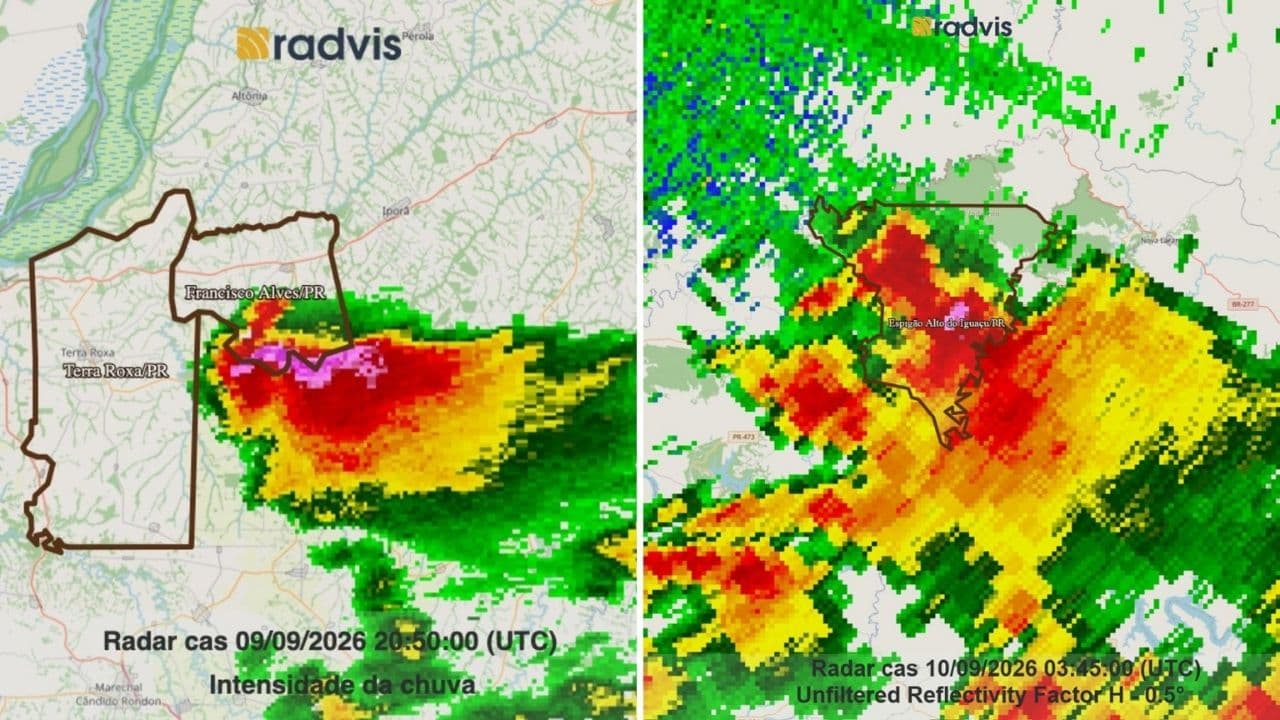 Dois tornados atingiram o Paraná entre ontem e hoje, confirma o Simepar