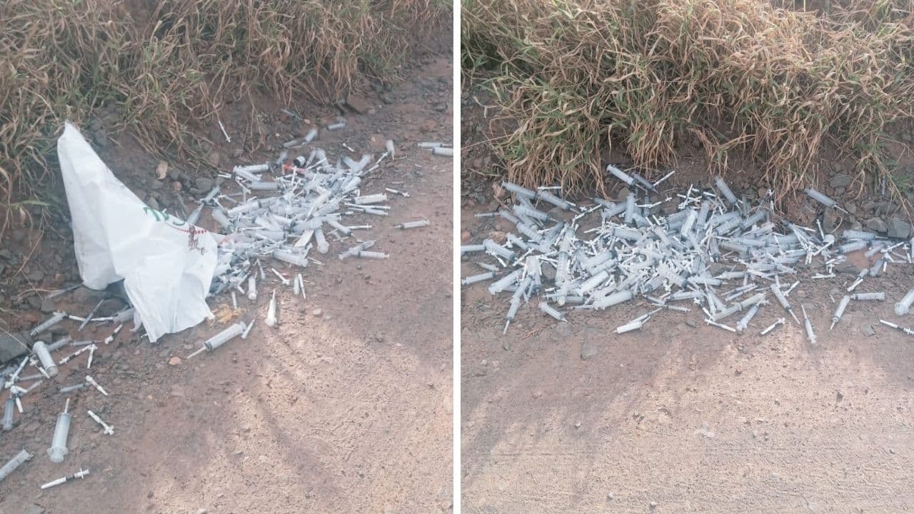 Agulhas com vestígios de sangue são encontradas em estrada de PG