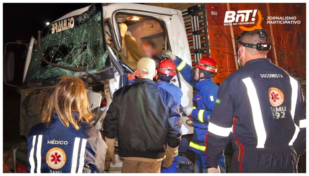 Acidente entre caminhões mobiliza equipes de resgate em rodovia de Ponta Grossa